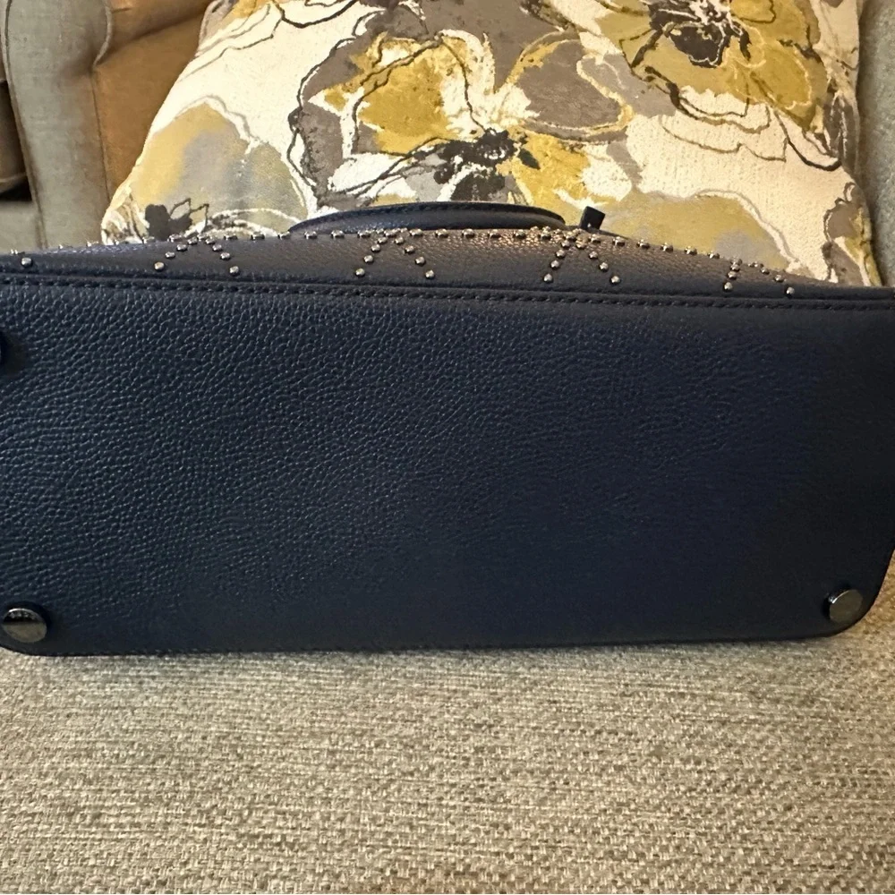 Michael Kors Navy Blue Adele Studded Women's Shoulder‎ Bag with Lock Charm - Picture 8 of 15